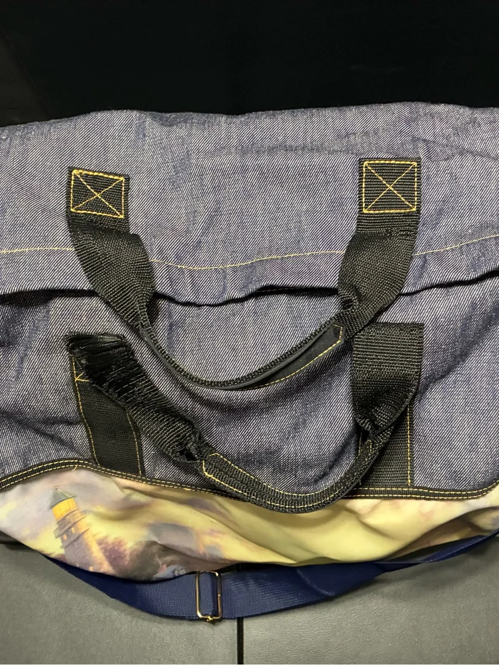 Thomas Kincaid Scenic Lighthouse Duffle Bag - Purple and Blue